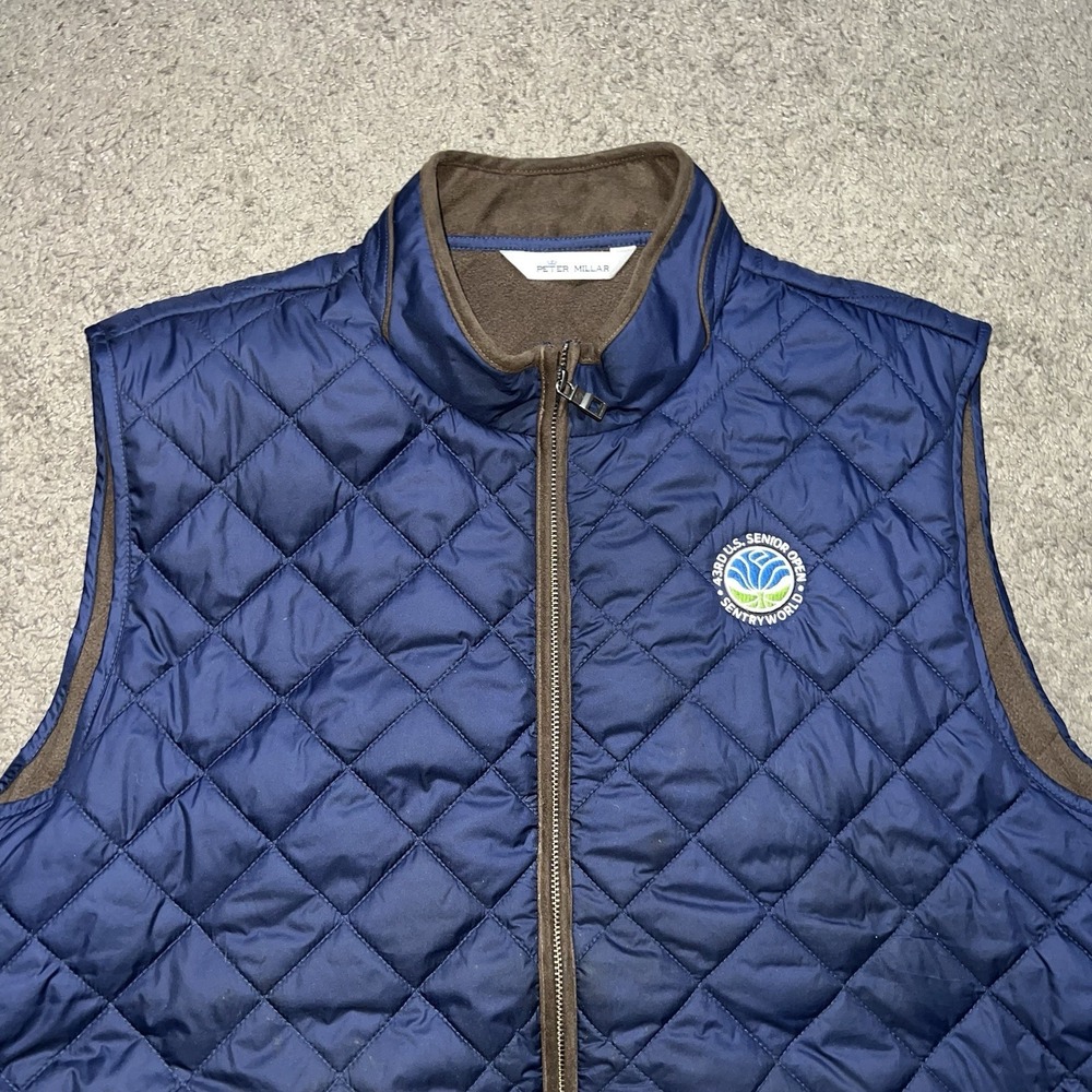 Peter Millar Essex‎ Vest Mens XL NavyQuilted Fleece Lined Full Zip U.S Senior